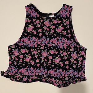H&M Divided Floral Black Top Size S